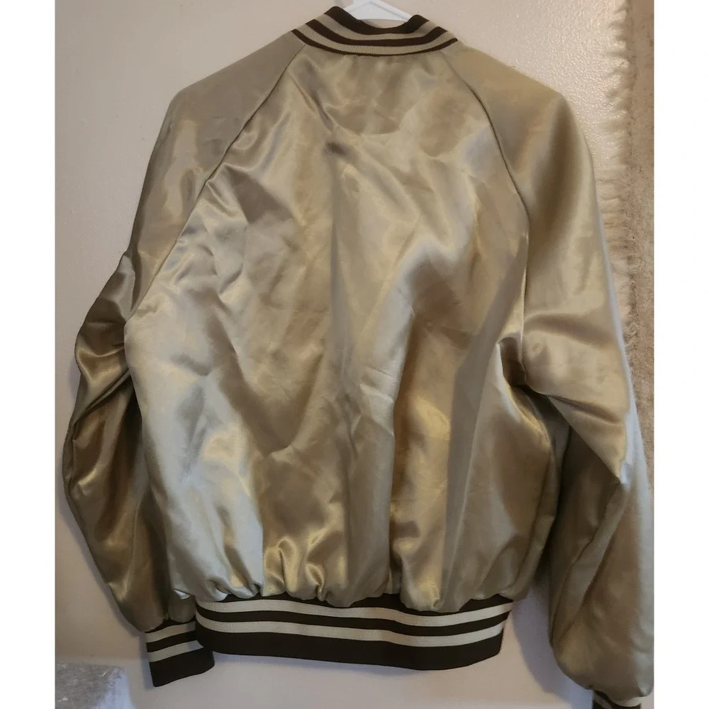 Vintage Satin Bomber Jacket Gold Lodge #645 King Louie Size Medium 40/42‎